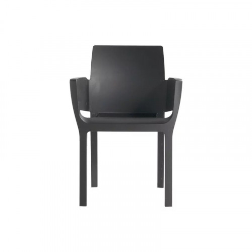 Lot de 4 chaises de jardin empilables en résine anthracite avec accoudoirs - CHALET & JARDIN