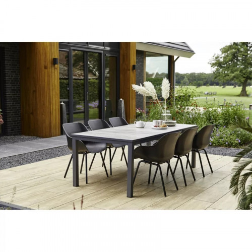 Lot de 2 chaises design noir en résine et aluminium – confort ergonomique - CHALET & JARDIN