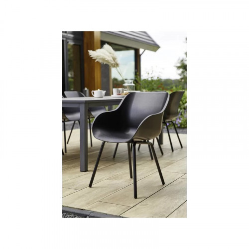 Lot de 2 chaises design noir en résine et aluminium – confort ergonomique - CHALET & JARDIN