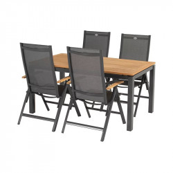 Table rectangulaire en eucalyptus et aluminium 160 x 90 cm de marque CHALET & JARDIN, référence: J9035600