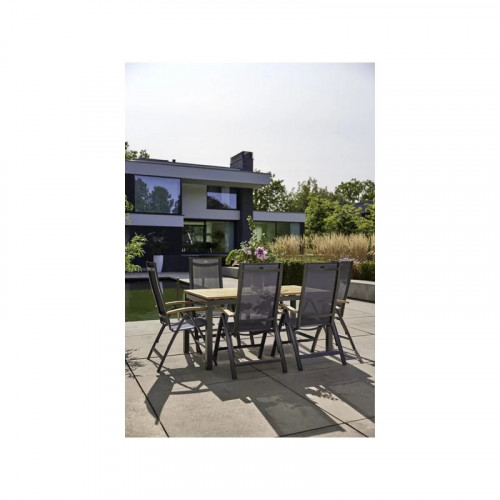Table rectangulaire en eucalyptus et aluminium 160 x 90 cm - CHALET & JARDIN