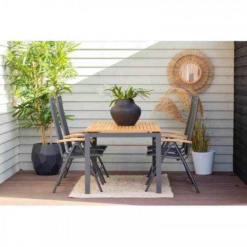 Table rectangulaire en eucalyptus et aluminium 160 x 90 cm - CHALET & JARDIN