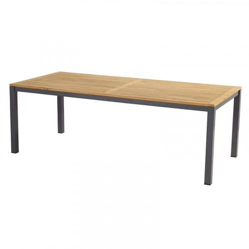 Grande table rectangulaire en eucalyptus et aluminium 220 x 100 cm - CHALET & JARDIN