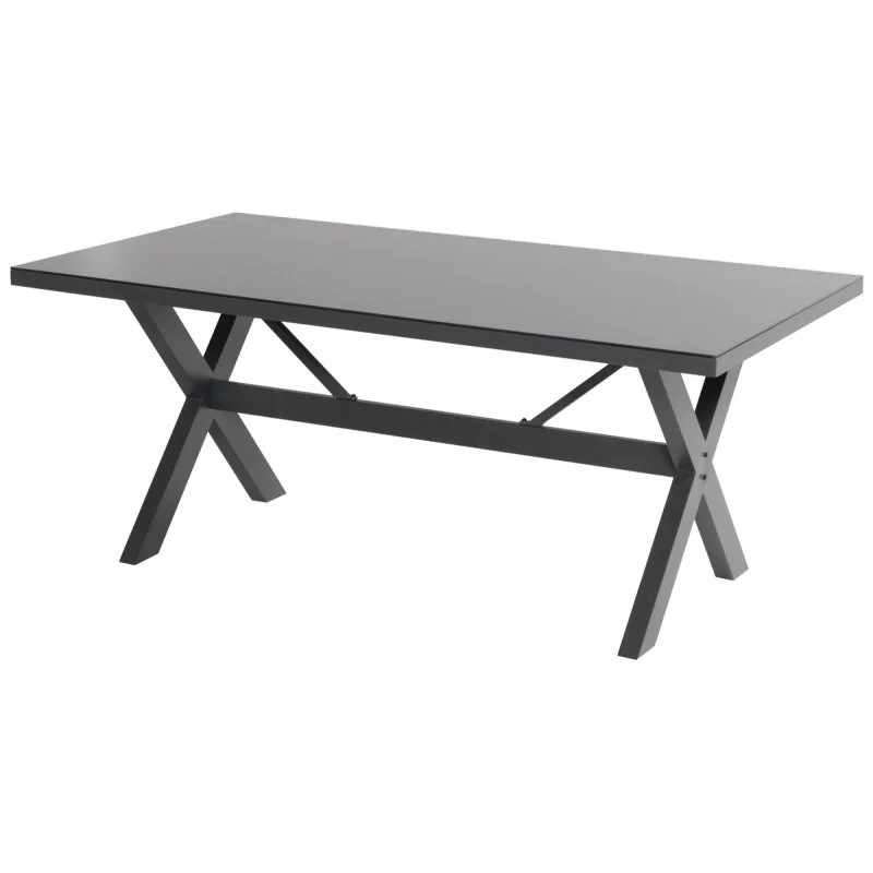 Table de jardin en aluminium et verre céramique 180 x 100 cm