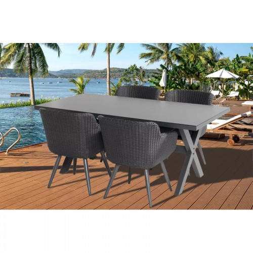 Table de jardin en aluminium et verre céramique 180 x 100 cm - CHALET & JARDIN