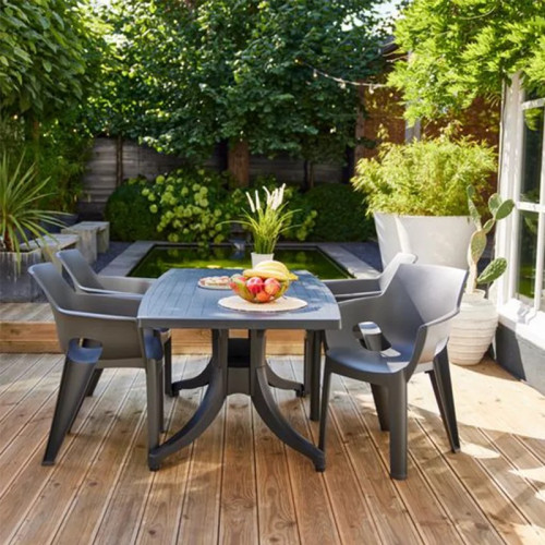 Table de jardin rectangulaire en résine 160 x 90 cm - CHALET & JARDIN
