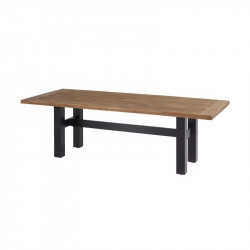 Table de jardin 240 cm en teck + 6 chaises en résine vertes - CHALET & JARDIN