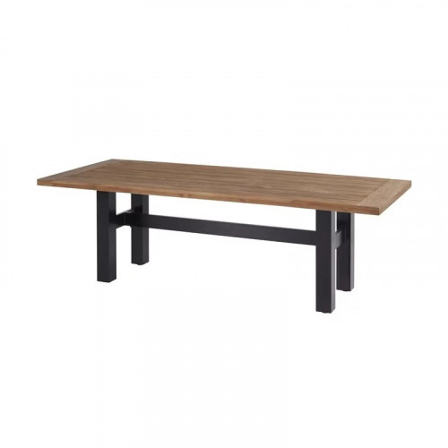 Table de jardin 240 cm en teck + 6 chaises en résine vertes - CHALET & JARDIN