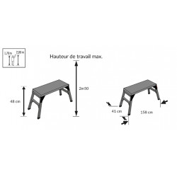 Plateforme de travail pliante - L. 1m20 - en aluminium - PL120 - hauteur de travail max. 2,5M - HAILO
