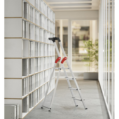 Escabeau aluminium pliable - 4 marches - Hailo L60 – Sécurisé et ultra léger - 2,85M - HAILO