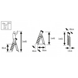 Escabeau aluminium pliable - 4 marches - Hailo L60 – Sécurisé et ultra léger - 2,85M - HAILO
