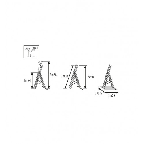 Échelle transformable 3x7 – Hailo HobbyStep – Aluminium - 5,10M - HAILO