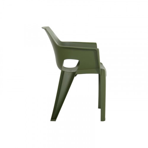 Lot de 4 chaises de jardin empilables en résine vert kaki avec accoudoirs - CHALET & JARDIN