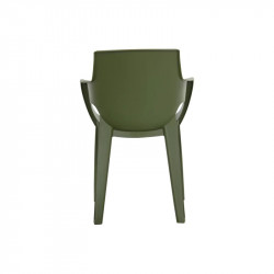 Lot de 4 chaises de jardin empilables en résine vert kaki avec accoudoirs - CHALET & JARDIN