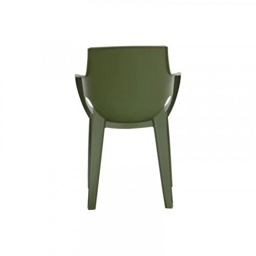 Lot de 4 chaises de jardin empilables en résine vert kaki avec accoudoirs - CHALET & JARDIN