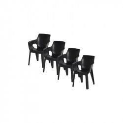 Lot de 4 chaises de jardin empilables en résine avec accoudoirs de marque CHALET & JARDIN, référence: J9034800