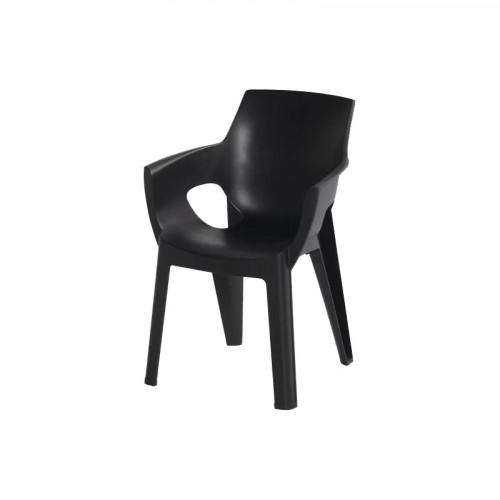Lot de 4 chaises de jardin empilables en résine avec accoudoirs - CHALET & JARDIN