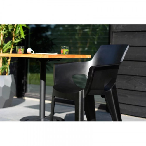 Lot de 4 chaises de jardin empilables en résine avec accoudoirs - CHALET & JARDIN