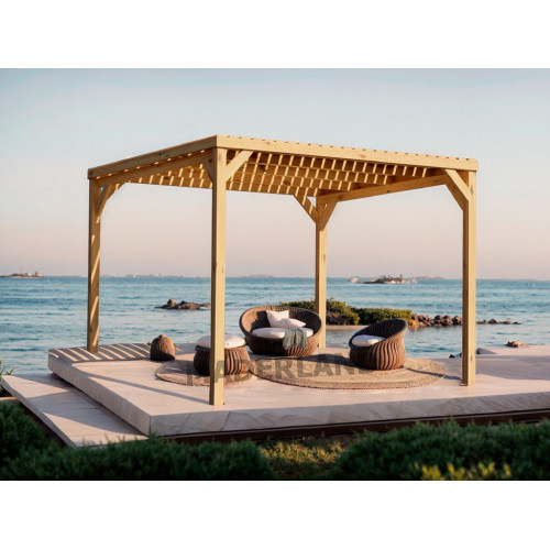 Pergola en bois autoportante – modèle TOULOUSE – 400 x 400 cm - Maderland