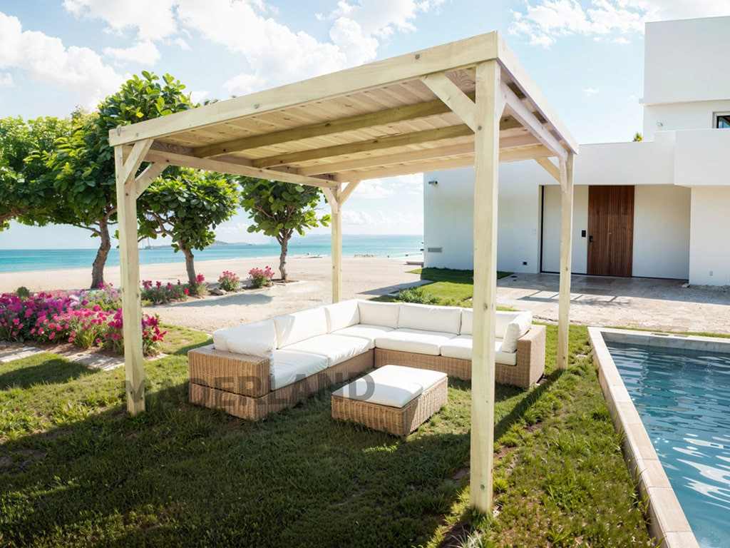 Pergola avec toit DIJON 400x300 cm livraison dans 10 jours - vue 2