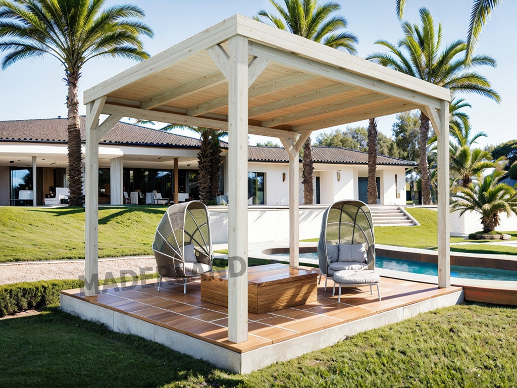 Pergola avec toit STRASBOURG 400x400 cm livraison dans 10 jours - vue 2