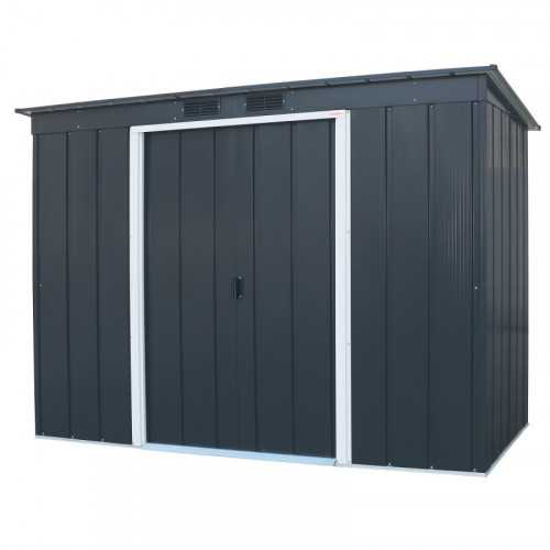 Abri de jardin métal - anthracite - 3,25m² - kit ancrage pour dalle béton inclus - Duramax