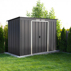 Abri de jardin métal - anthracite - 3,25m² - kit ancrage pour dalle béton inclus - Duramax