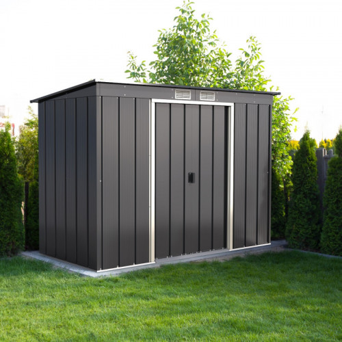 Abri de jardin métal - anthracite - 3,25m² - kit ancrage pour dalle béton inclus - Duramax
