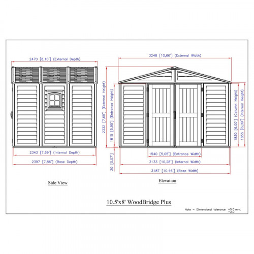 Abri de jardin en PVC - woodbridge - 10x8 - 8m² - kit 1 fenêtre et kit fondation inclus - Duramax