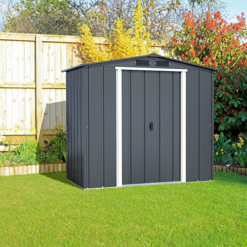Abri de jardin métal - anthracite - 2,46m² - kit ancrage pour dalle béton inclus - Duramax