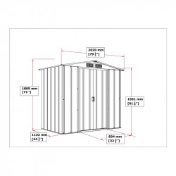 Abri de jardin métal - anthracite - 2,46m² - kit ancrage pour dalle béton inclus - Duramax