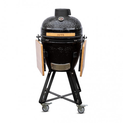 Barbecue Kamado 50 noir - Ø38.5 cm - Céramique émaillée - Housse et déflecteur inclus - Boschmarin