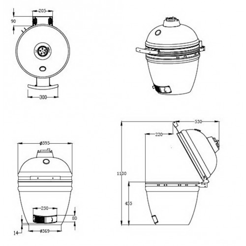 Barbecue Kamado XL60 vert - Ø51.5 cm - Charbon de bois - Housse et déflecteur inclus - Boschmarin