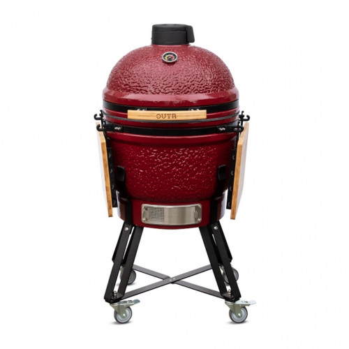 Barbecue Kamado L55 rouge bordeaux - Ø46.8 cm - Cuisson au charbon - Housse et déflecteur inclus - Boschmarin