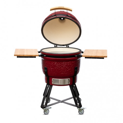 Barbecue Kamado L55 rouge bordeaux - Ø46.8 cm - Cuisson au charbon - Housse et déflecteur inclus - Boschmarin