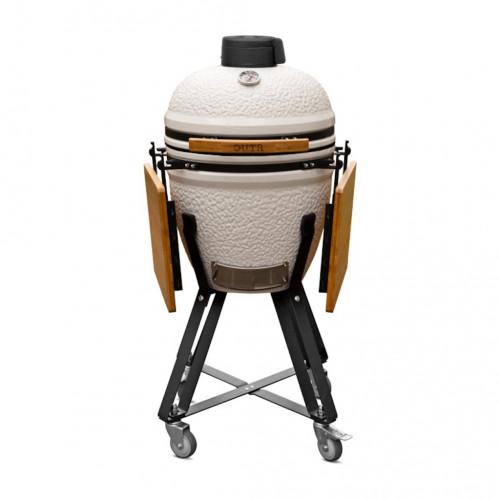 Barbecue Kamado 50 blanc - Ø38.5 cm - Housse et déflecteur inclus - Charbon de bois - Boschmarin