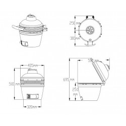 Barbecue Kamado Medium Ø32.5 cm - Noir céramique - Cuisson directe & indirecte - Support inclus - Boschmarin