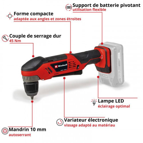 Perceuse visseuse d'angle sans fil TE-AD 18 Li - Solo RECONDITIONNE - EINHELL 