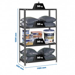 Étagère métallique avec vis – COMFORT SUPERPLUS 4 – 4 niveaux – 90 kg par étagère – 1500x1100x500 mm - Simonrack