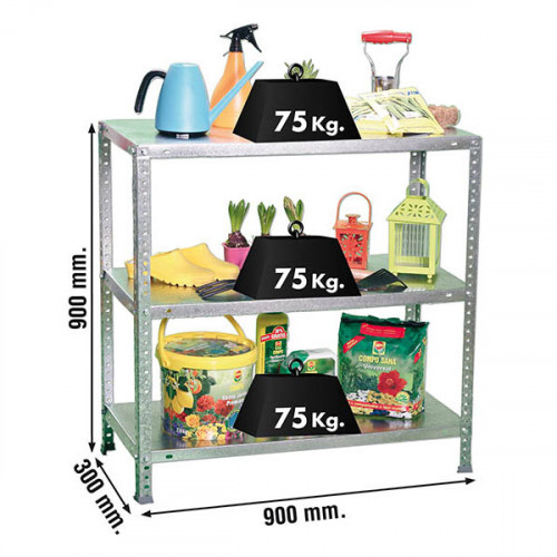 Étagère métallique avec vis – ADVANTAGE 3 – 3 niveaux – 75 kg par étagère – 900x900x300 mm - Simonrack