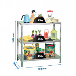 Étagère métallique avec vis – ADVANTAGE MINI 3 galvanisé – 3 niveaux – 75 kg par étagère – 1000x800x300 mm - Simonrack