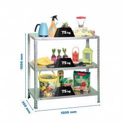 Étagère métallique avec vis – ADVANTAGE PLUS 3 galvanisé – 3 niveaux – 75 kg par étagère – 1000x1000x300 mm - Simonrack