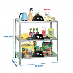 Étagère métallique avec vis – ADVANTAGE 3 galvanisé – 3 niveaux – 75 kg par étagère – 1000x900x300 mm - Simonrack