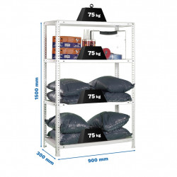 Étagère métallique avec vis – ADVANTAGE 4 galvanisé – 4 niveaux – 75 kg par étagère – 1500x900x300 mm - Simonrack