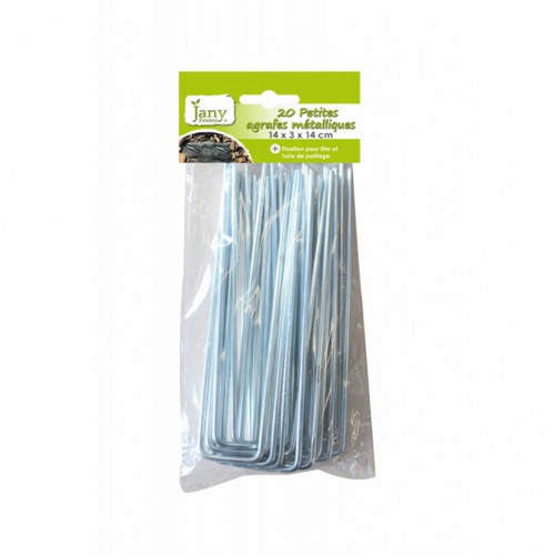 Agrafes de fixation métal – Lot de 20 – 14 x 3 x 14 cm – Fabrication Française – Sans plastique - Jany