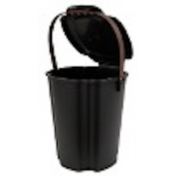 Bio-seau plastique – 7L – Anthracite avec poignée marron – 23,7 x 23,4 x 27,6 cm – Fabrication Française de marque Jany, référence: J9054700