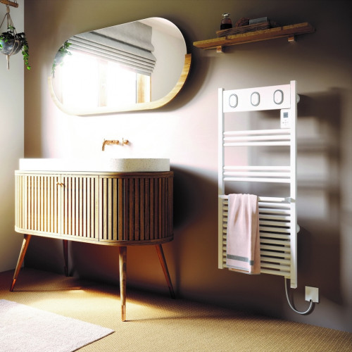 Sèche-serviettes électrique – MARAPI TACTILE BLANC - 500 W – Inertie fluide – Thermostat électronique – Affichage digital - SAUTER