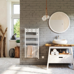 Sèche-serviettes électrique soufflant – MARAPI TACTILE BLANC - 1500 W + soufflerie 1000 W – Inertie fluide – Programmable – Écra - SAUTER