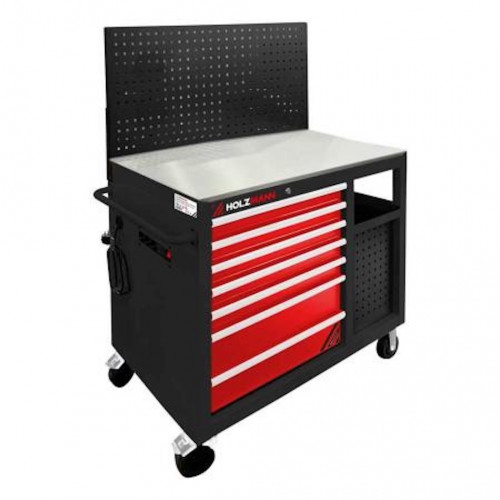 Servante d’atelier multifonction – WW1000Multi – 7 tiroirs – Multiprise – Charge 350 kg – Plan inox - Holzmann