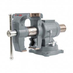 Étau d’établi avec base tournante – WBS125M – 125 mm – Ouverture 125 mm – Fonte – Enclume intégrée de marque Holzmann, référence: B9069700